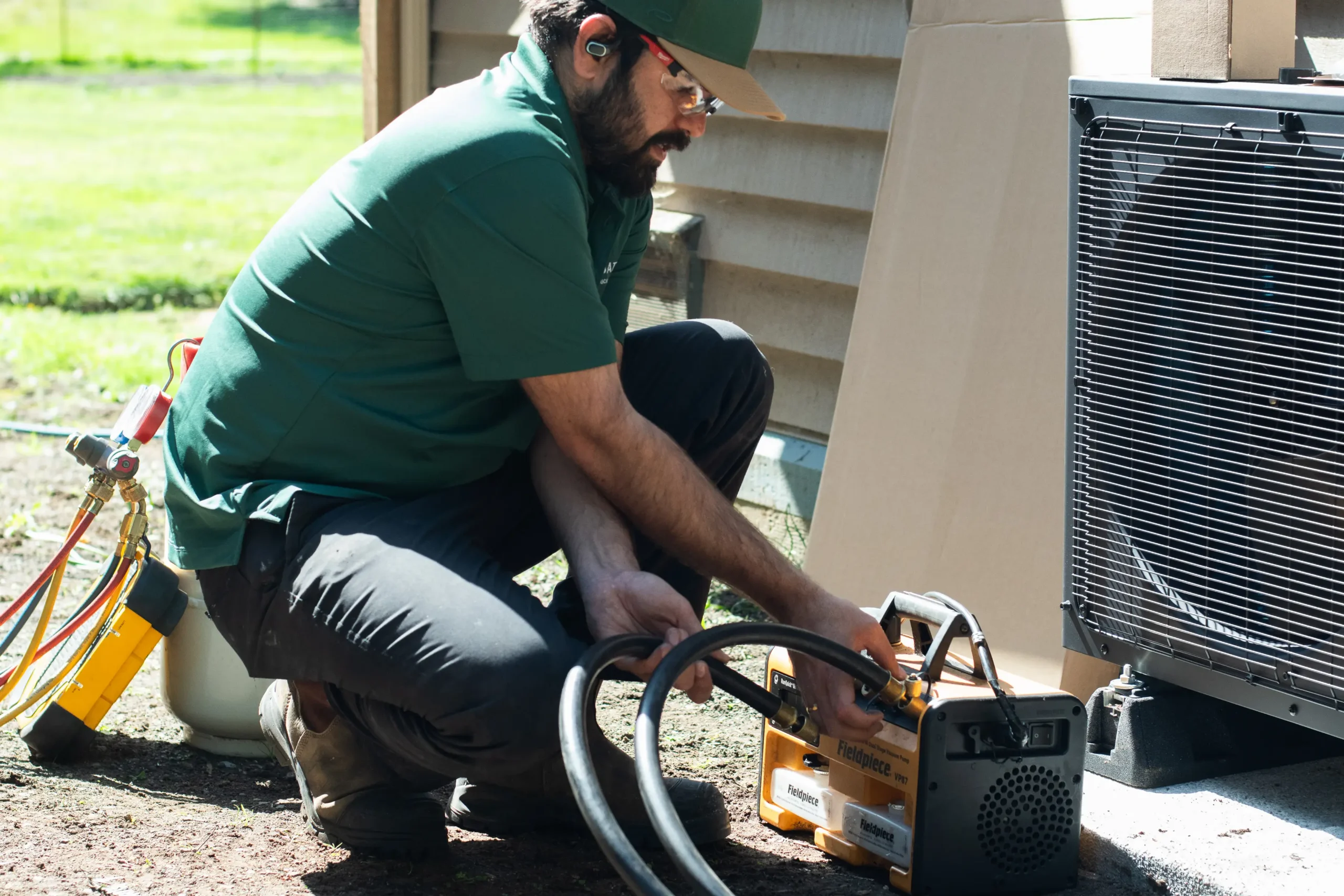 Moovair cold-climate heat pump ready for start-up on a Vancouver Island install